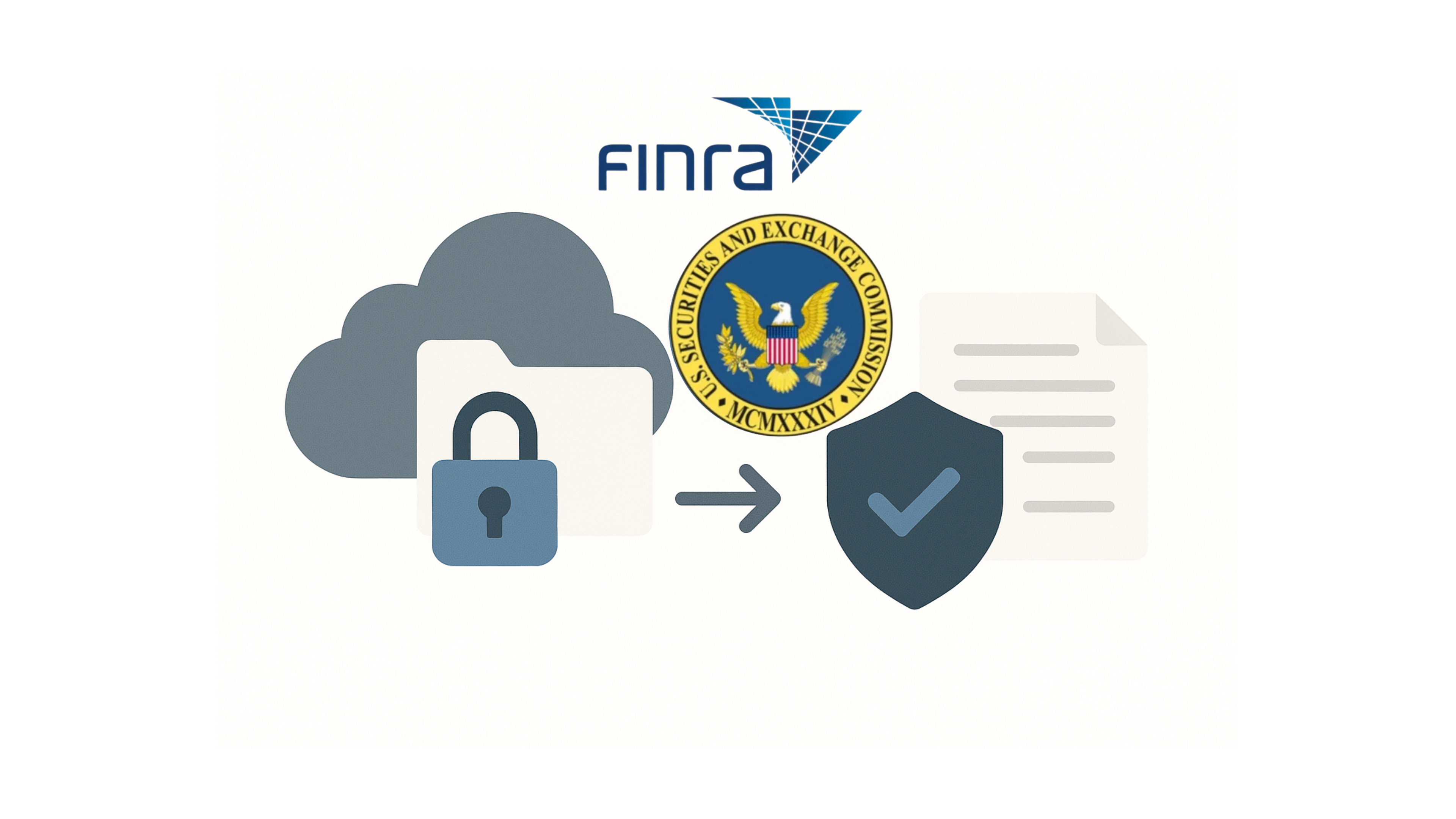 FINRA and SEC compliance graphic highlighting secure cloud storage and document protection