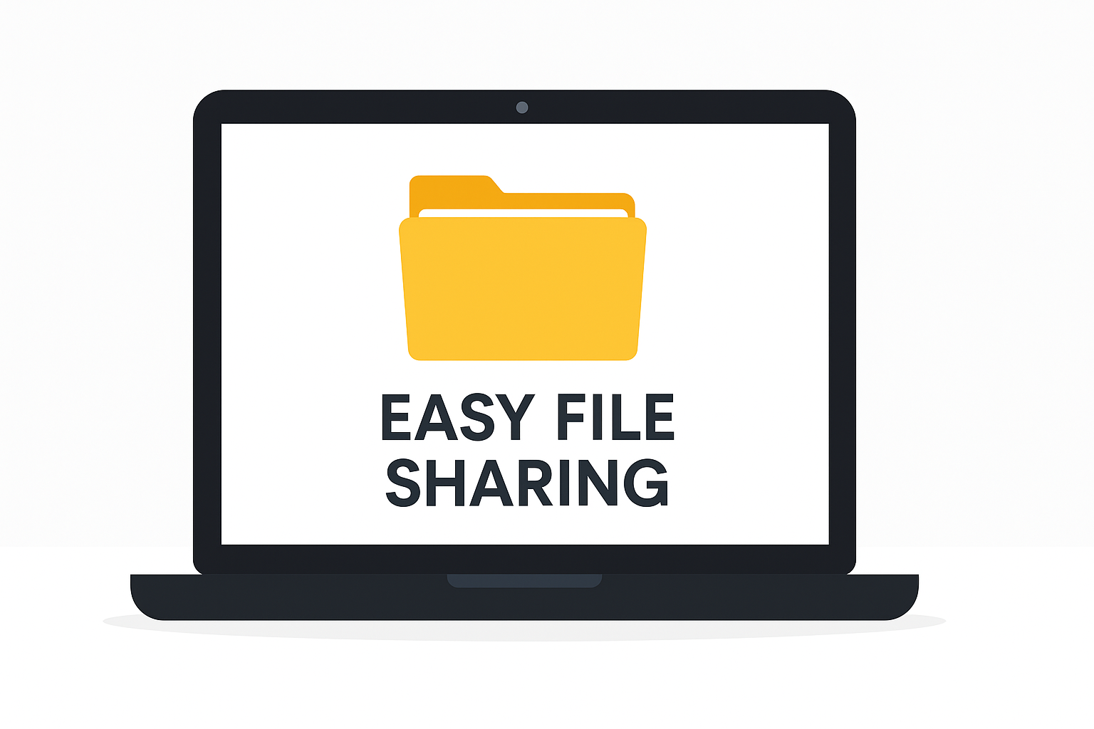A computer screen displaying a folder icon with the words Easy File Sharing