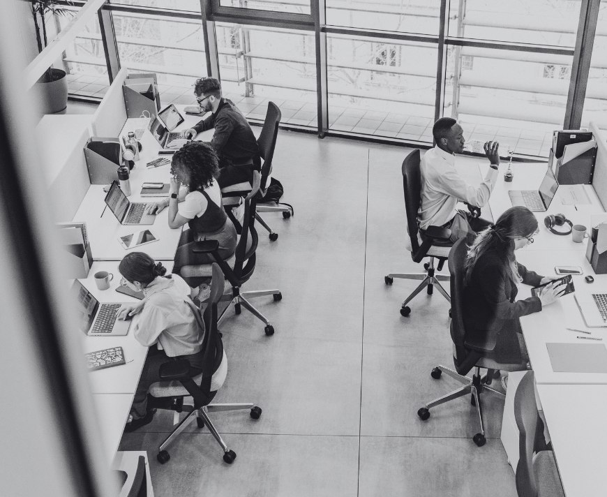 Business team reviewing SharePoint storage reports and governance policies for site administration