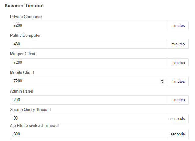 session timeout settings