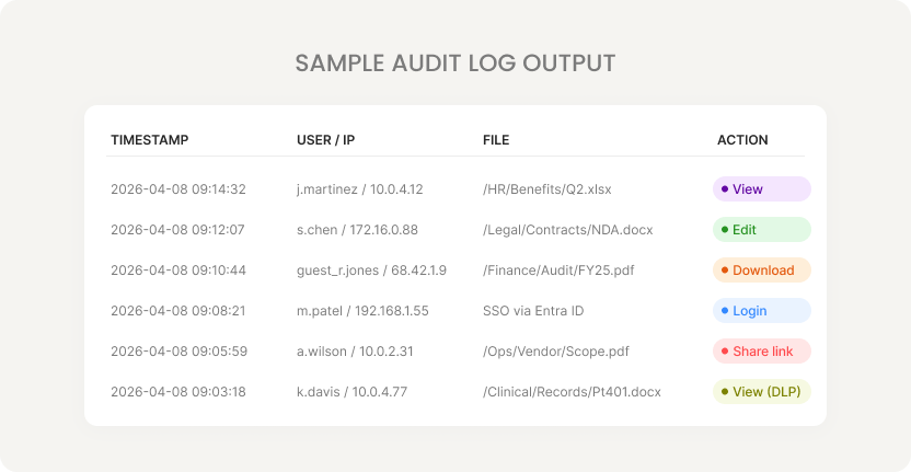 Sample Audit Log Output