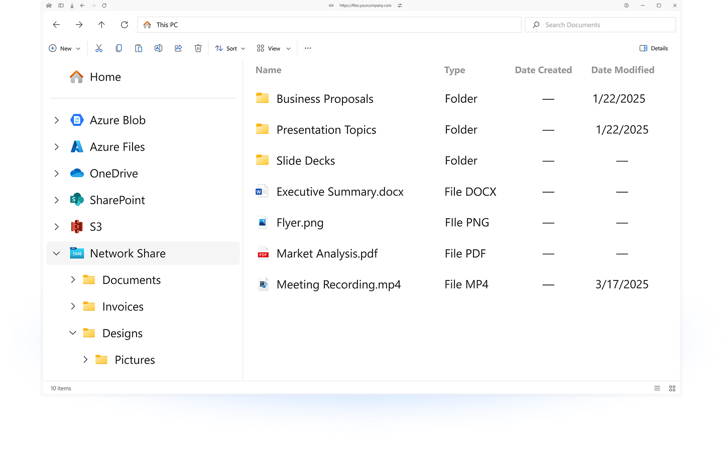 Full sovereignty - users see their file shares through a clean web interface